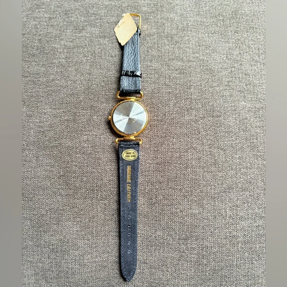 Vintage Inmode Watch Women 32mm Gold Tone Black Retro Dial Not Running